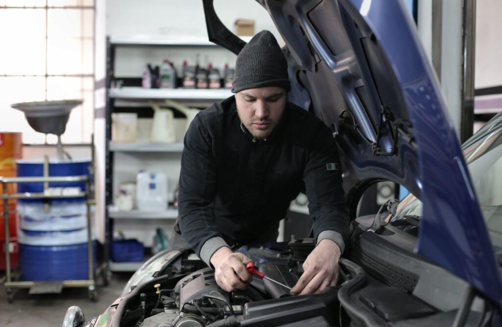 garage with mechanic