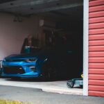 blue car park garage
